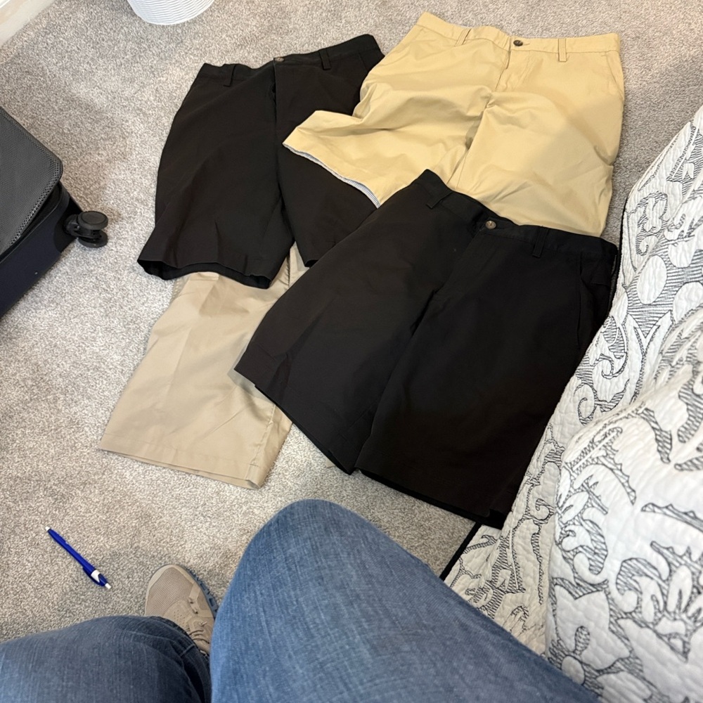 adidas Men's Flat Front Shorts - Black and Tan 4 pairs